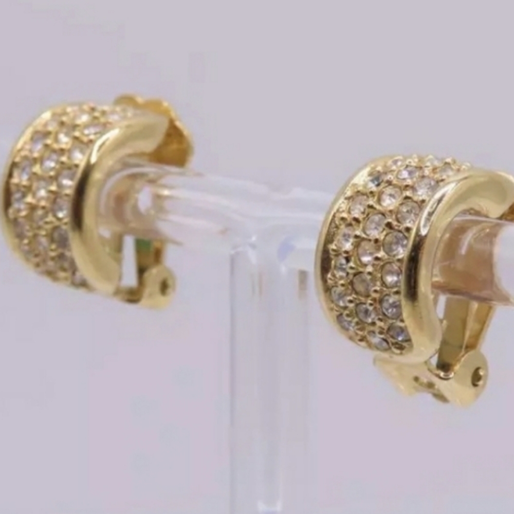 Dior Vintage Gold Tone Crystal Clip- On Earrings... - Picture 2 of 6